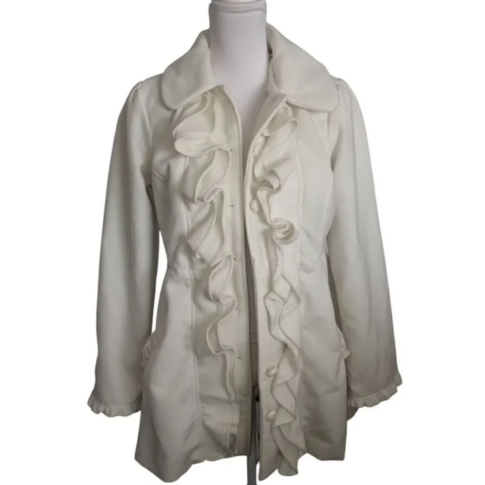 JOLT OFF WHITE RUFFLE COAT SZ.L GUC.